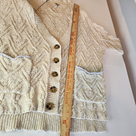 Free People Montana Cream Cardigan Oversized Boho size XS - Picture 8 of 14